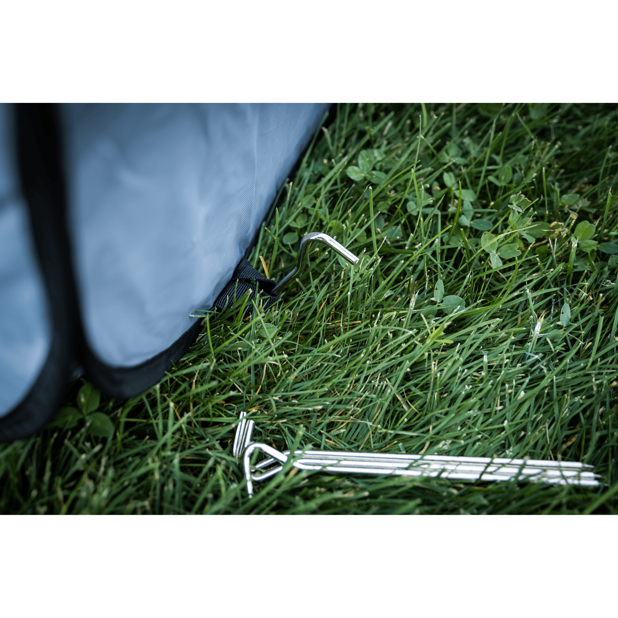 Stakes in ground in pop up tent